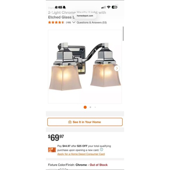 Hampton Bay Other - 2-light Chrome Vanity Light Fixture Hampton Bay